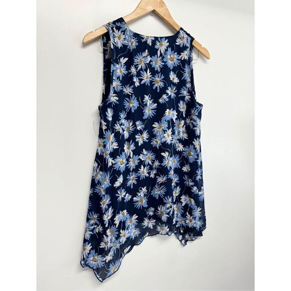 Karen Kane Tank Top Floral Size Small Blue Uneven Hem Pullover NEW - Picture 7 of 11